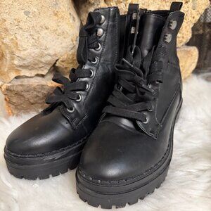 Black Combat Platform Boots Indigo Rd Size 7